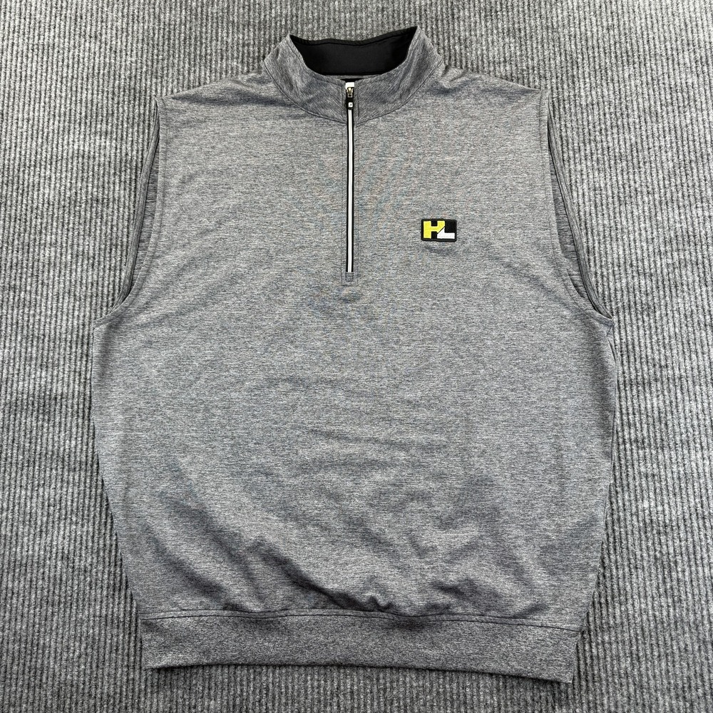 FootJoy Vest Mens Large Gray Quarter Zip Sleeveless Golf Performance Pullover HL